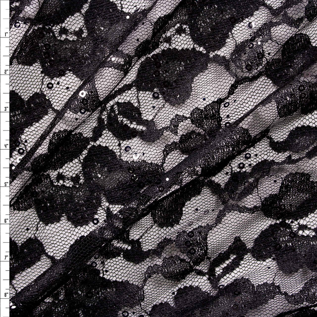 Cali Fabrics Black Sequins on Lace Designer Sequin Fabric Fabric