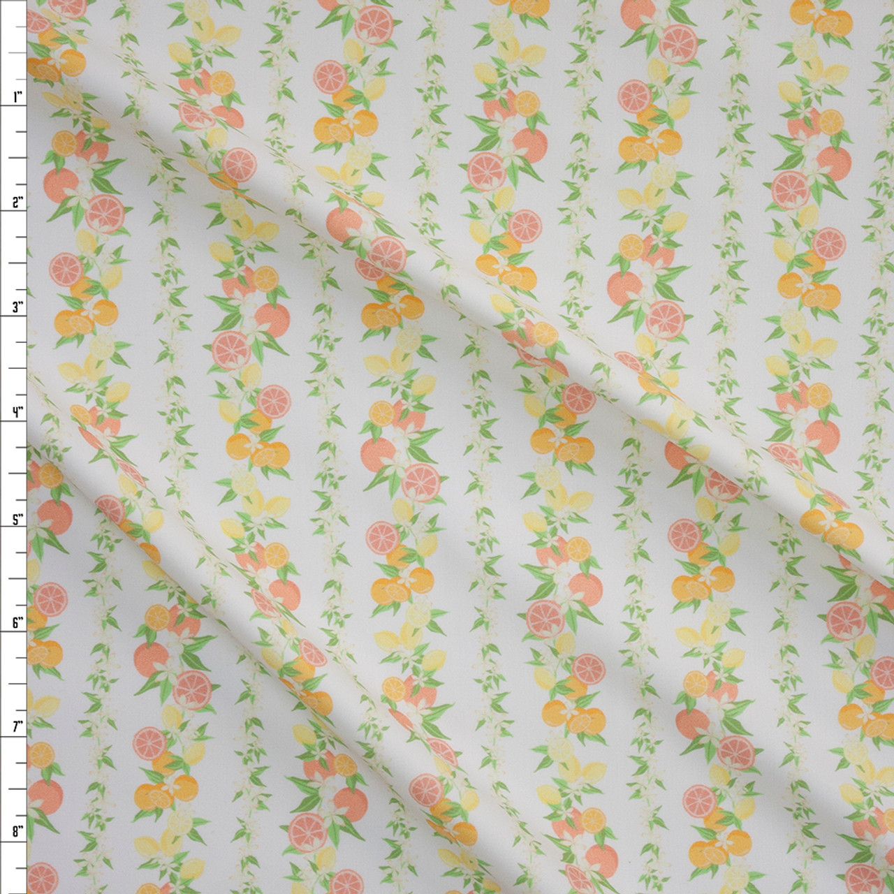 Cali Fabrics Citrus Stripe on White Designer Nylon/Spandex Fabric