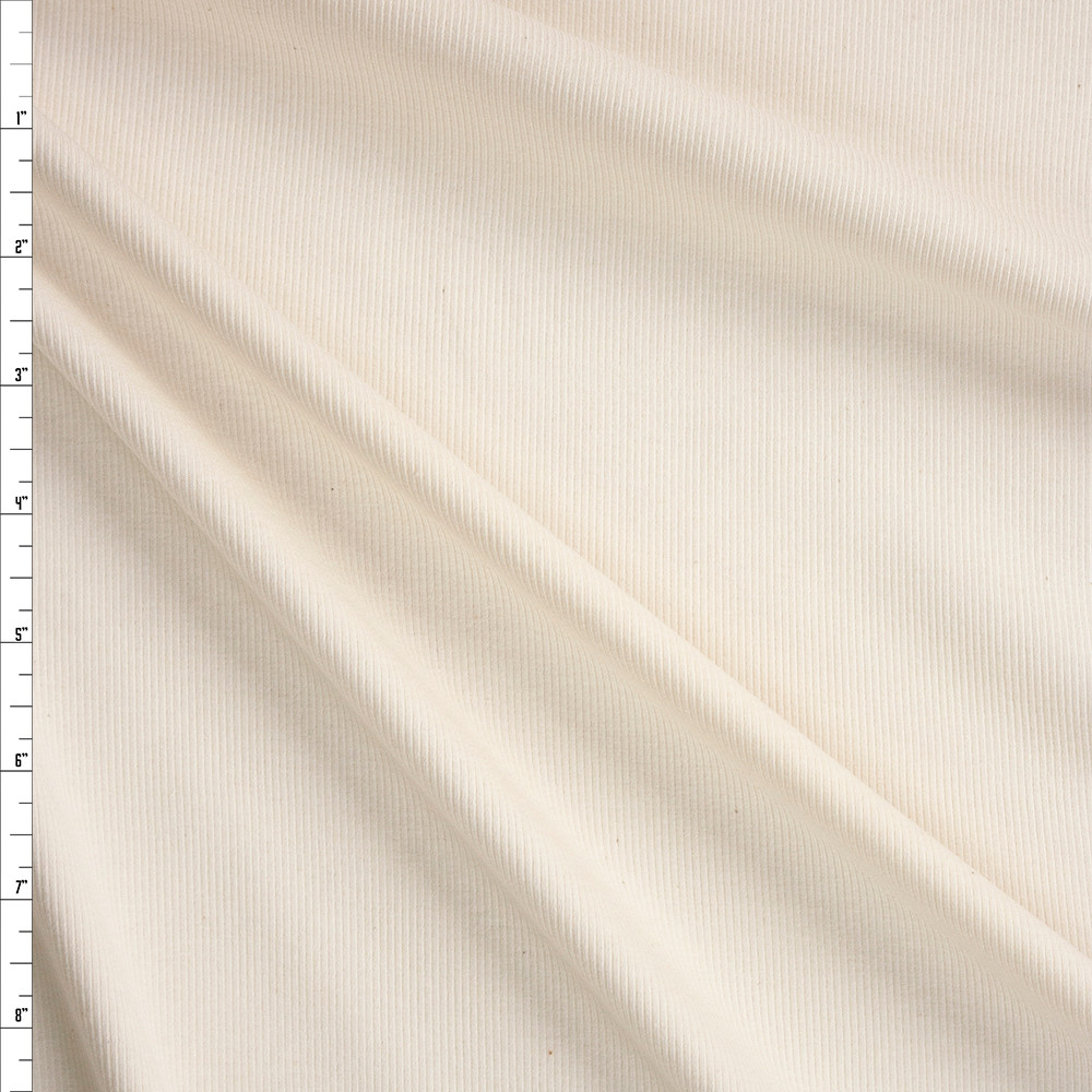 Cali Fabrics Ivory Cotton/Modal Rib Knit Fabric by the Yard