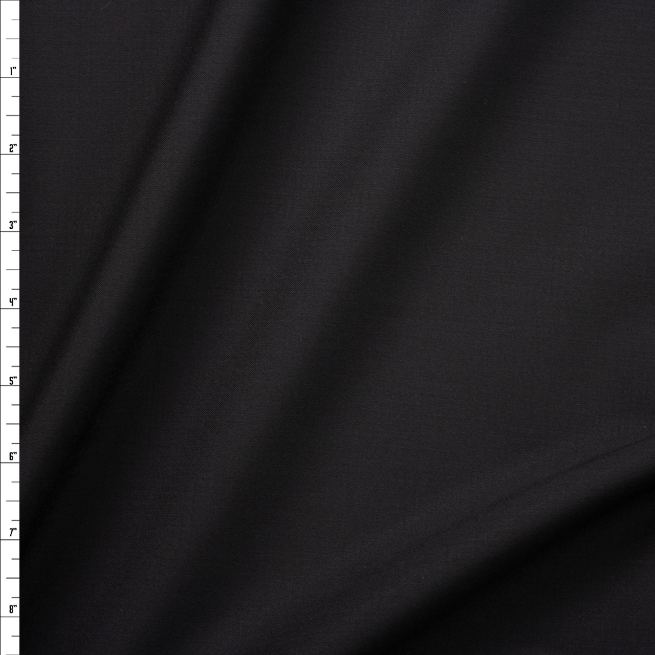 Cali Fabrics Black Crisp Midweight Poly/Wool Suiting Fabric by the