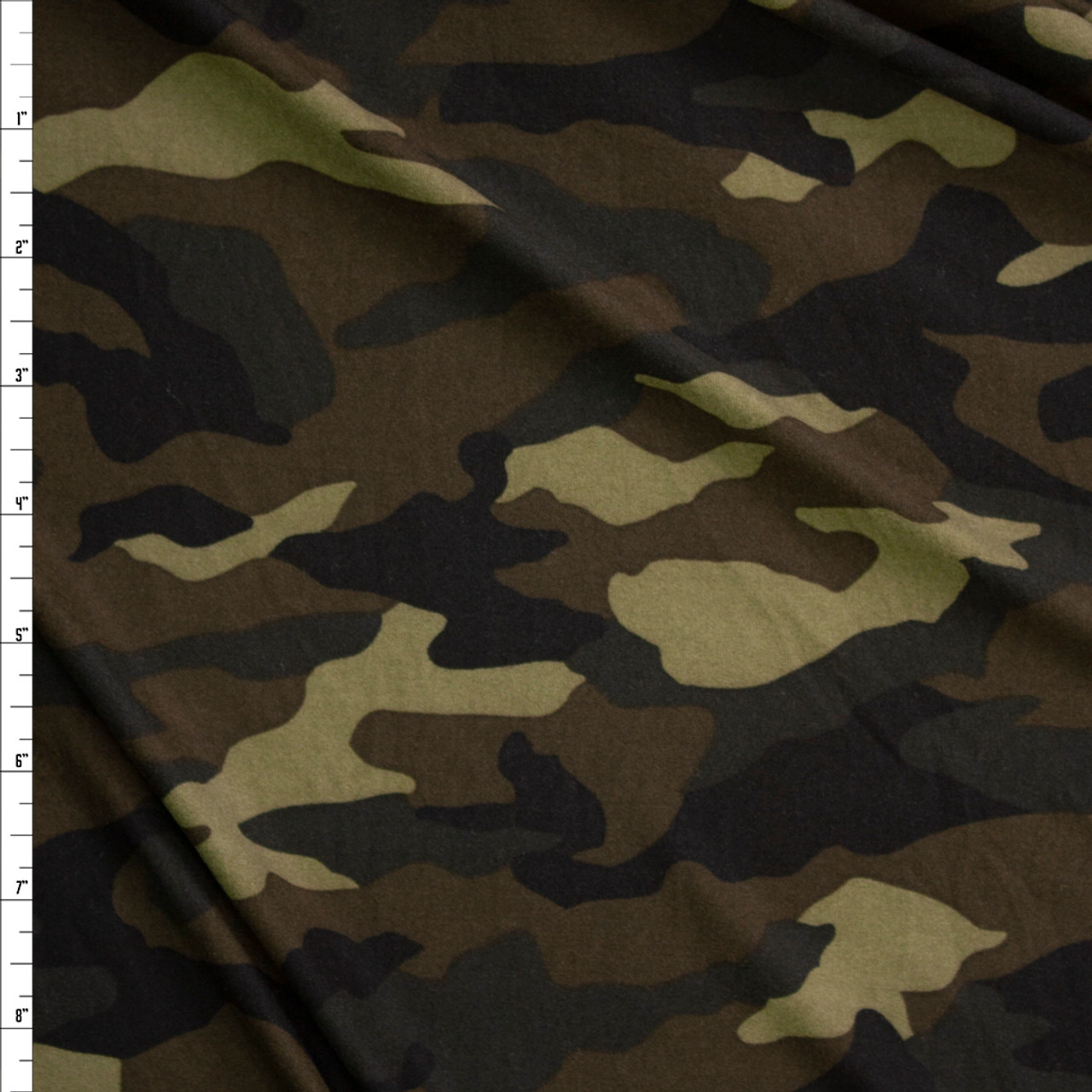 Cali Fabrics Moss Camo Double Brushed Poly/Spandex Knit Fabric by the Yard