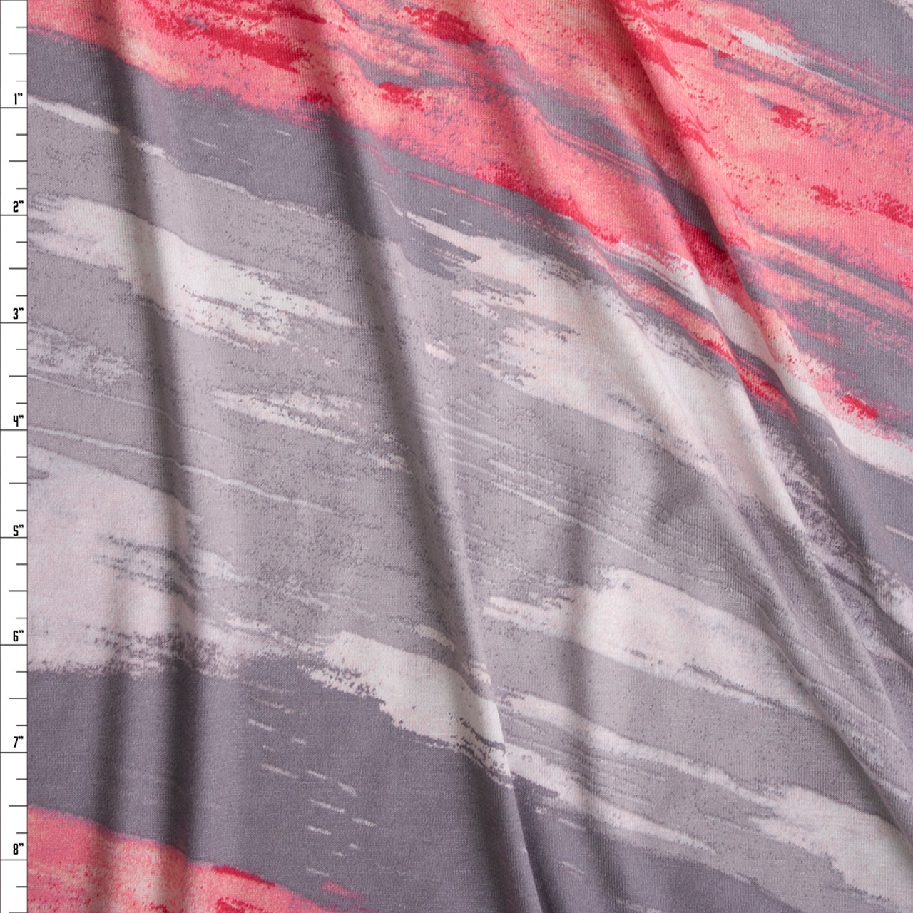 Cali Fabrics Pink, Grey, and White Diagonal Paint Streaks Fabric by the ...