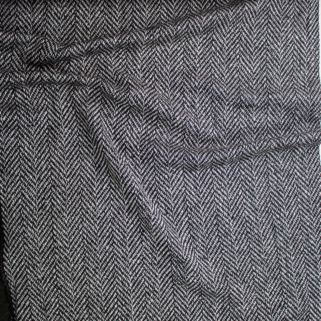 Grey Black Large Herringbone Designer Wool Coating