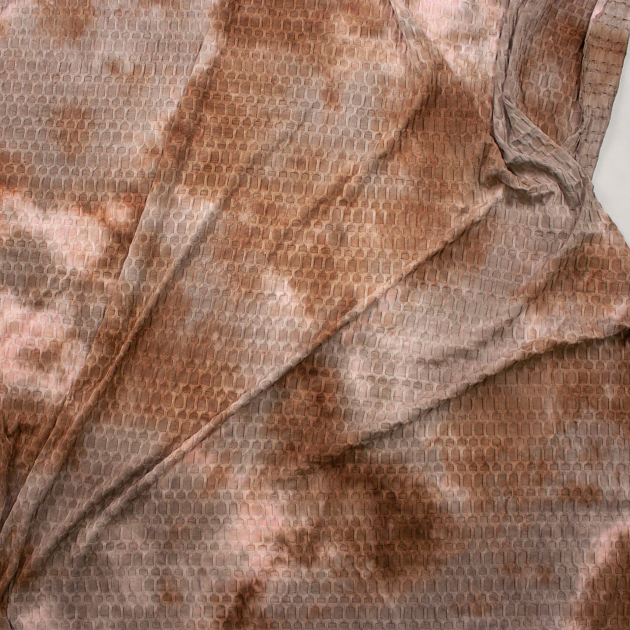 Cali Fabrics Brown, Tan, and Khaki Tie Dye Stretch Honeycomb Lycra