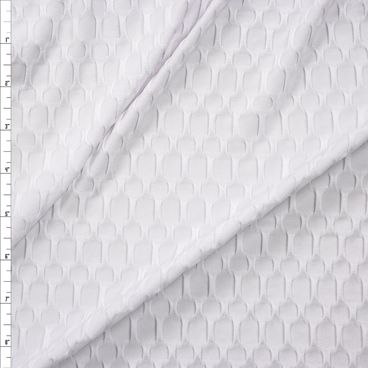 Cali Fabrics White Stretch Honeycomb Lycra Fabric by the Yard