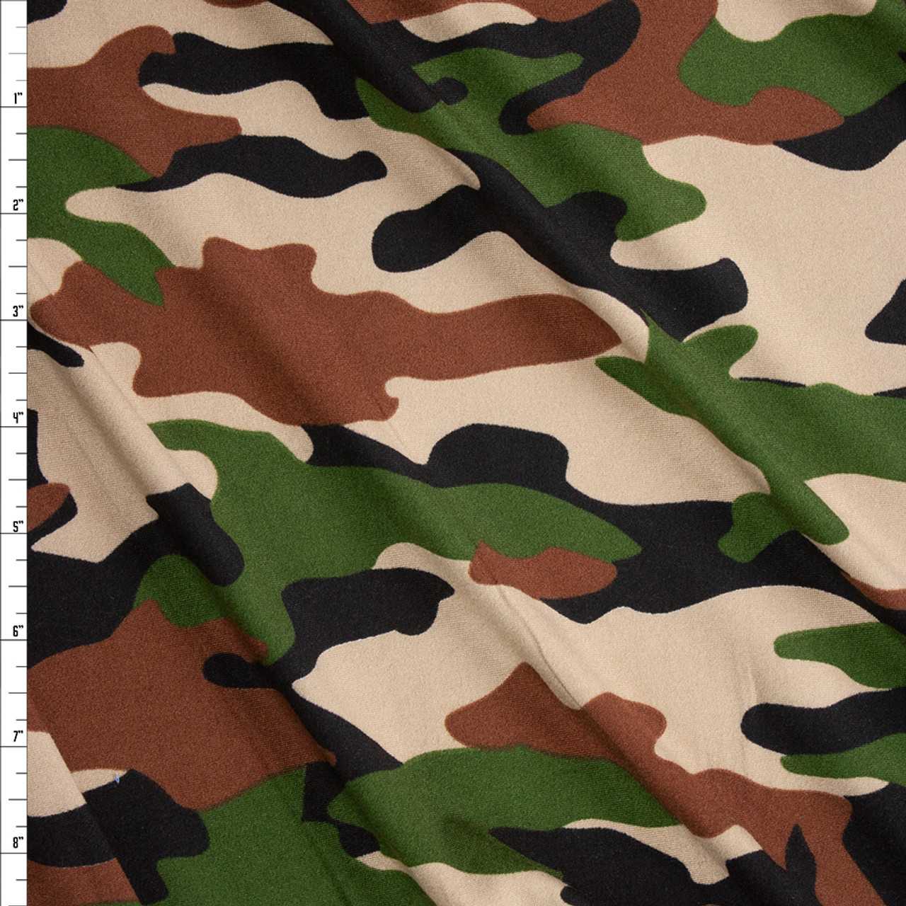 Green Olive Woodland Camo Camouflage Cotton Fabric By The (1/2) Half-Yard  44W 