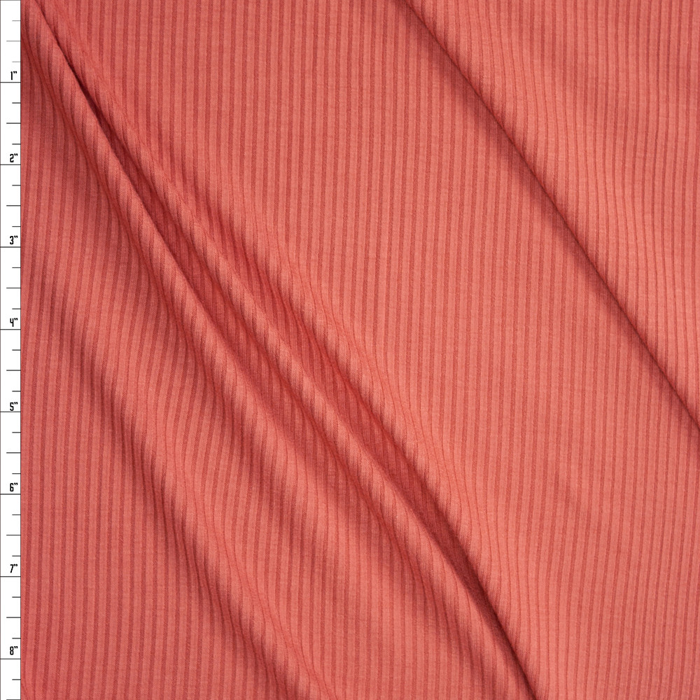 Cali Fabrics Antique Peach Cotton/Modal Stretch Lightweight Rib Knit ...