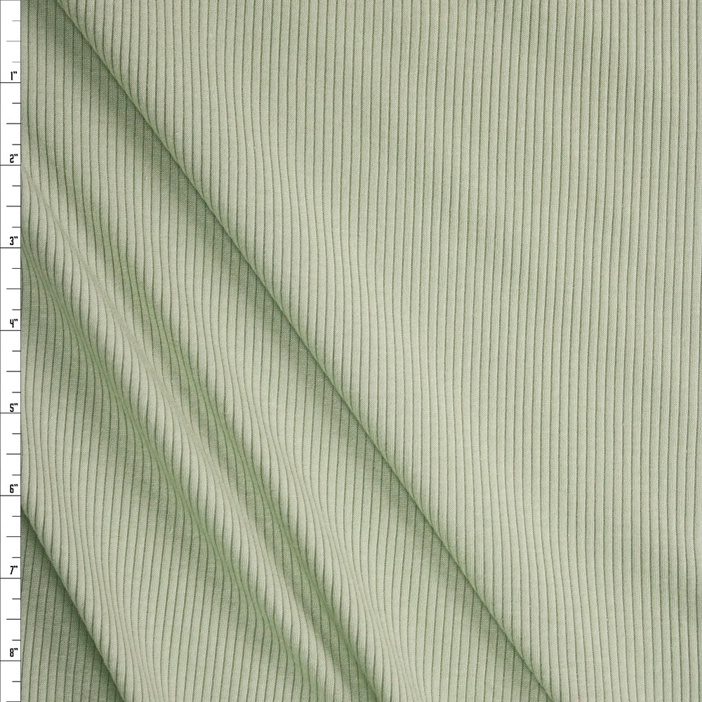 Cali Fabrics Sage Green Cotton/Modal Stretch Lightweight Rib Knit ...