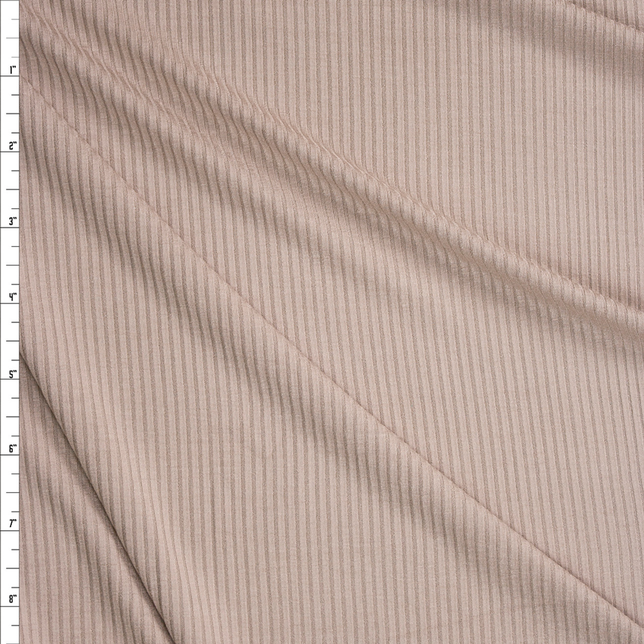 Cali Fabrics Light Tan Cotton/Modal Stretch Lightweight Rib Knit Fabric by  the Yard