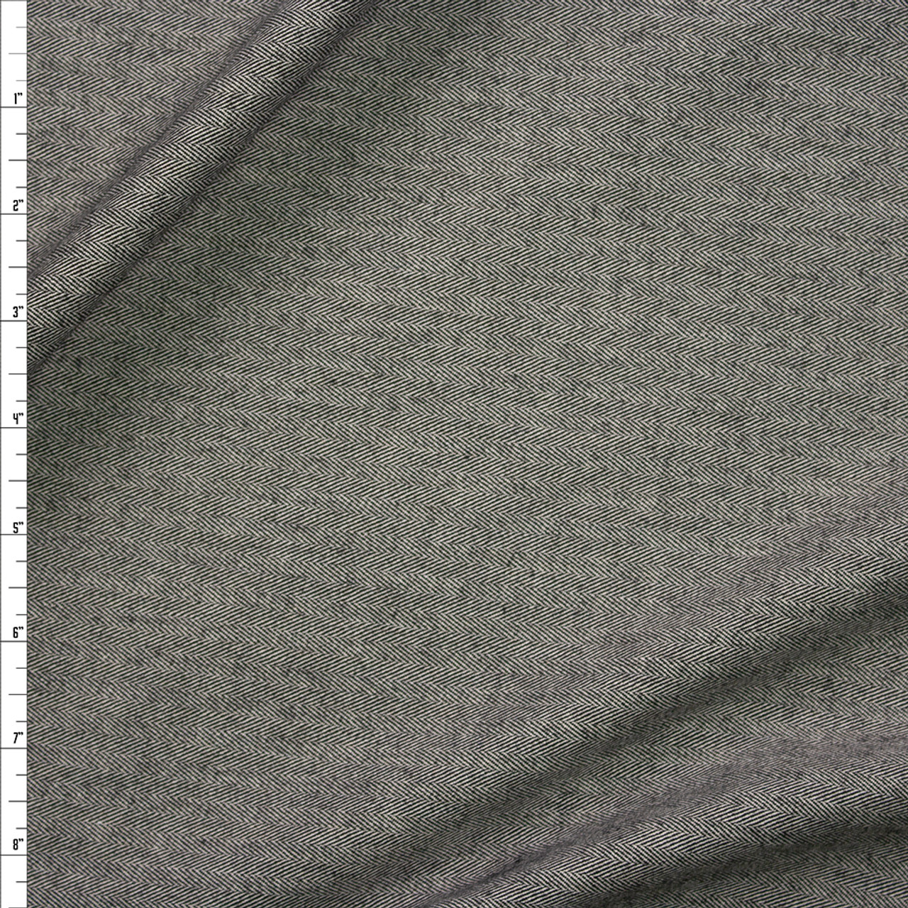 Cali Fabrics Warm Grey Herringbone Brushed Wool Suiting Fabric by the Yard