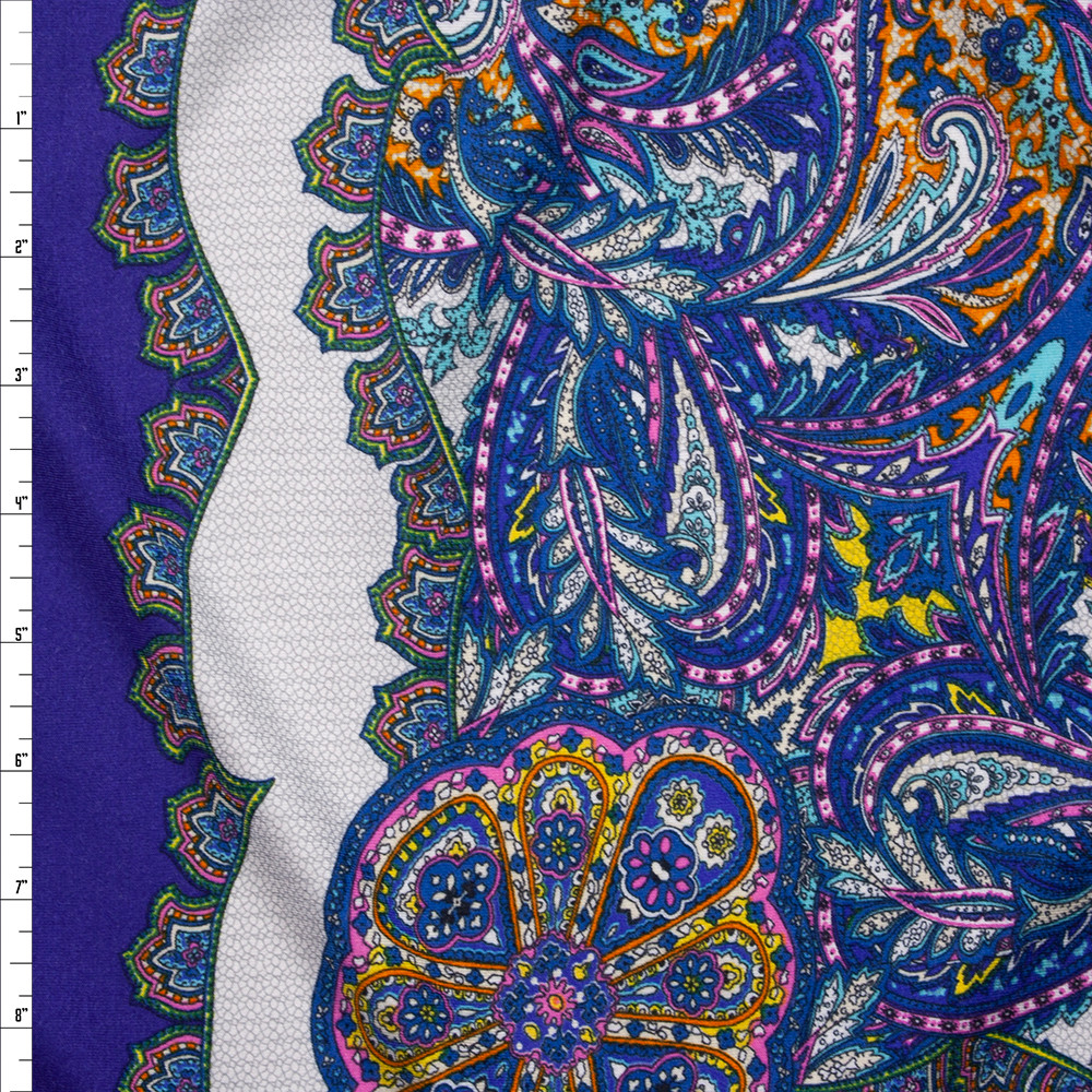 Cali Fabrics Tiled Paisley Pattern on Royal Blue Italian Designer