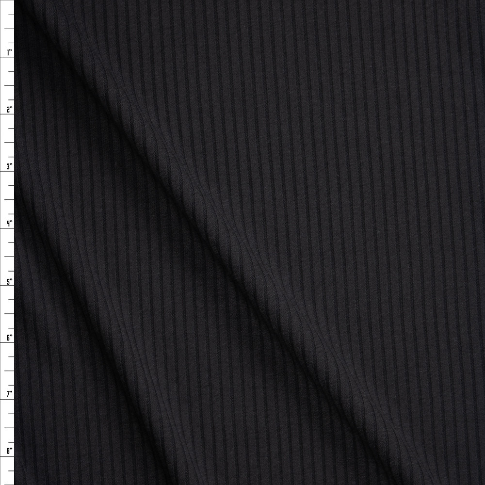 Cali Fabrics Black Soft Midweight Designer Rib Fabric by the Yard
