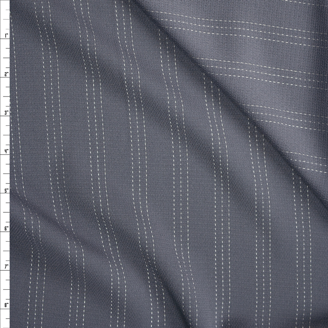 Charcoal Heather with Brown Pinstripe Fine Designer Wool Suiting