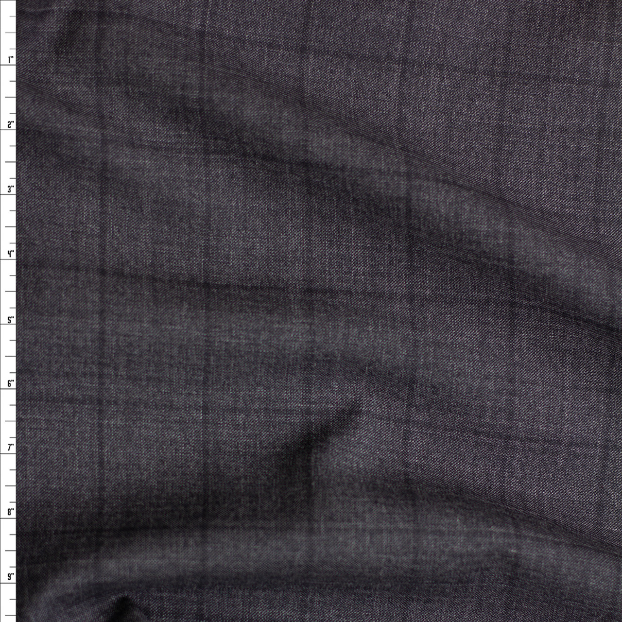 Black on Charcoal Windowpane Plaid Fine Italian Wool Suiting