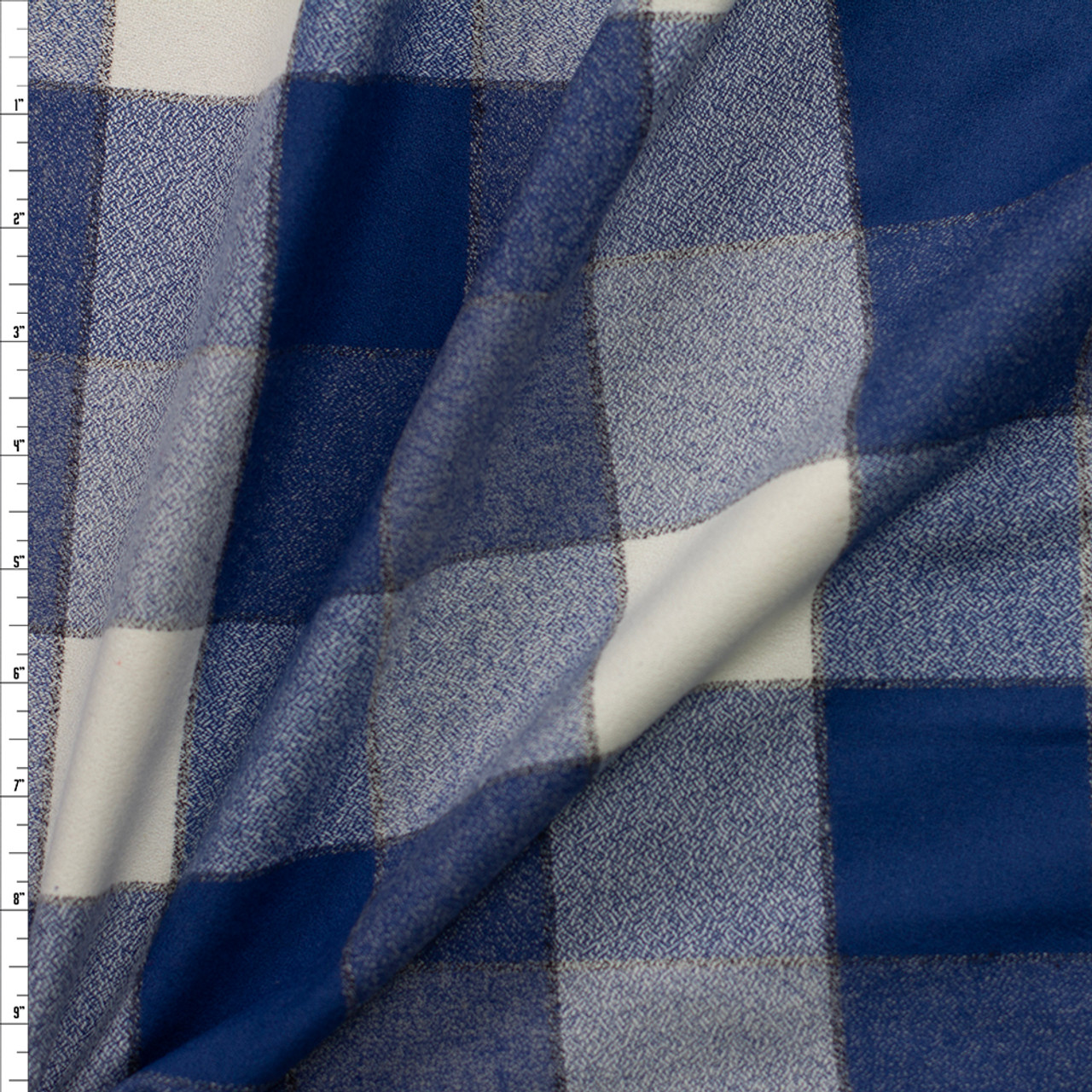 Ivory & Blue Plaid Cotton Flannel Fabric - 60 Wide - Sold by the Yard and  Bolt