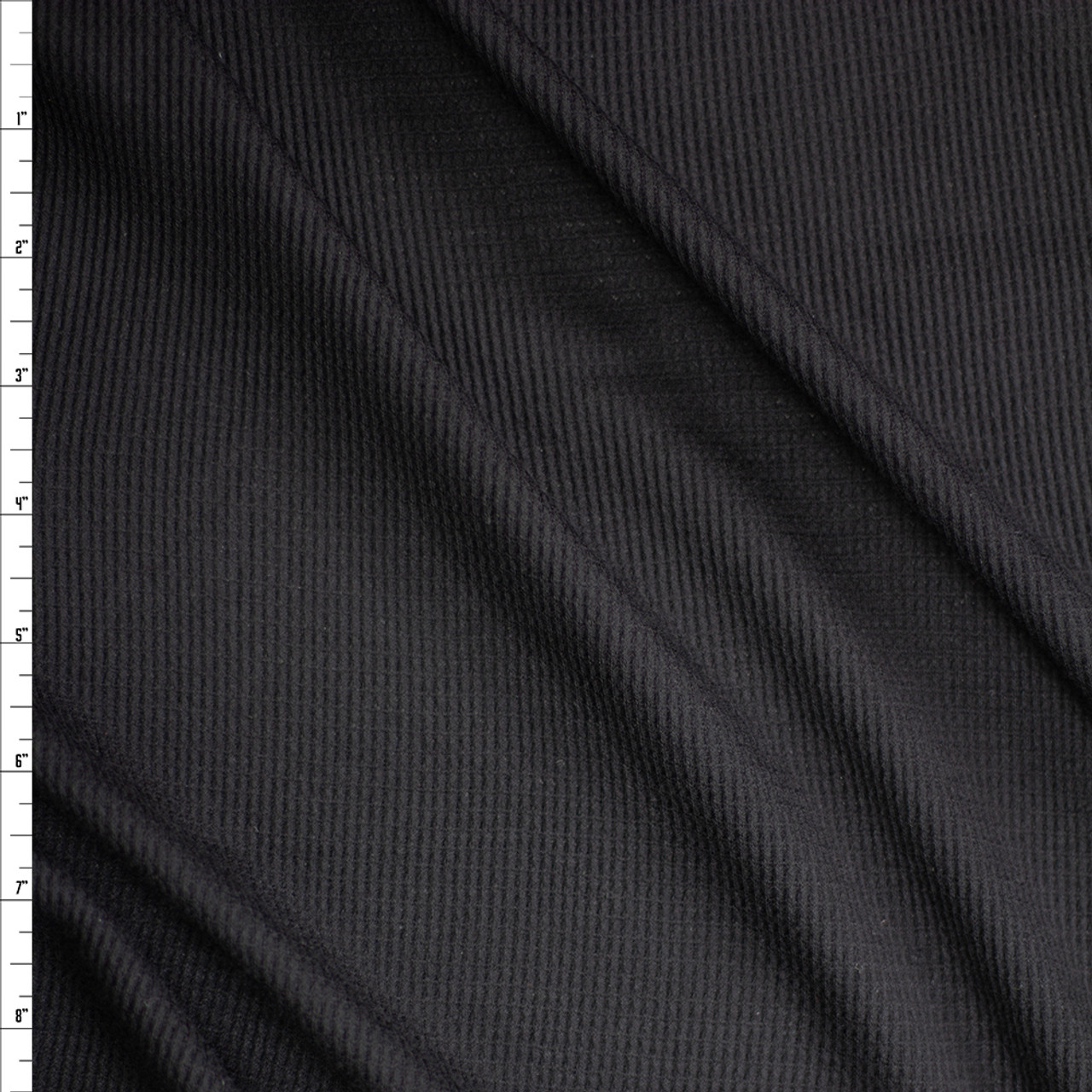 Cali Fabrics Black Cotton Thermal Knit Fabric by the Yard