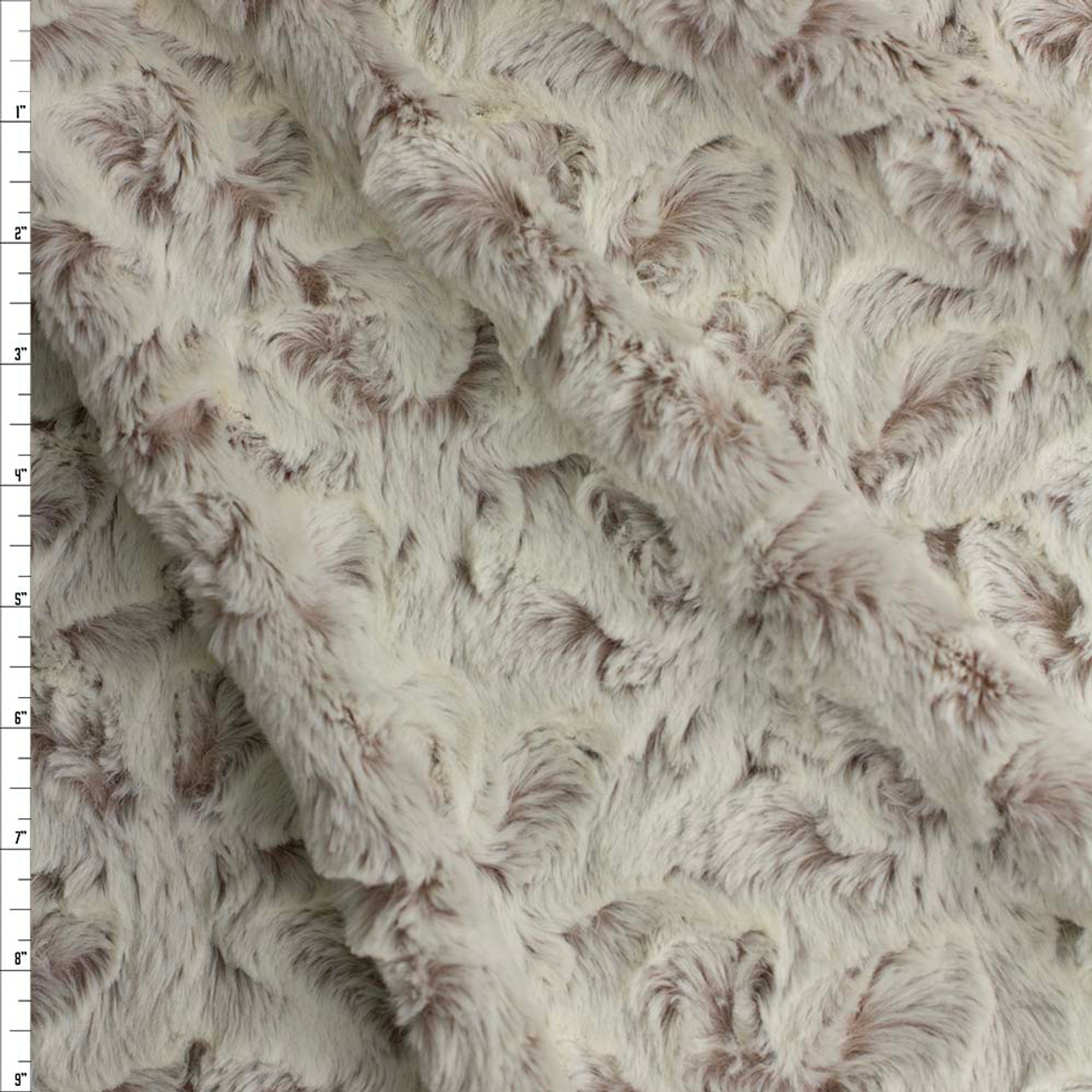 Cali Fabrics Tan and Offwhite Two Tone Texture Cuddle Fur Fabric by the Yard