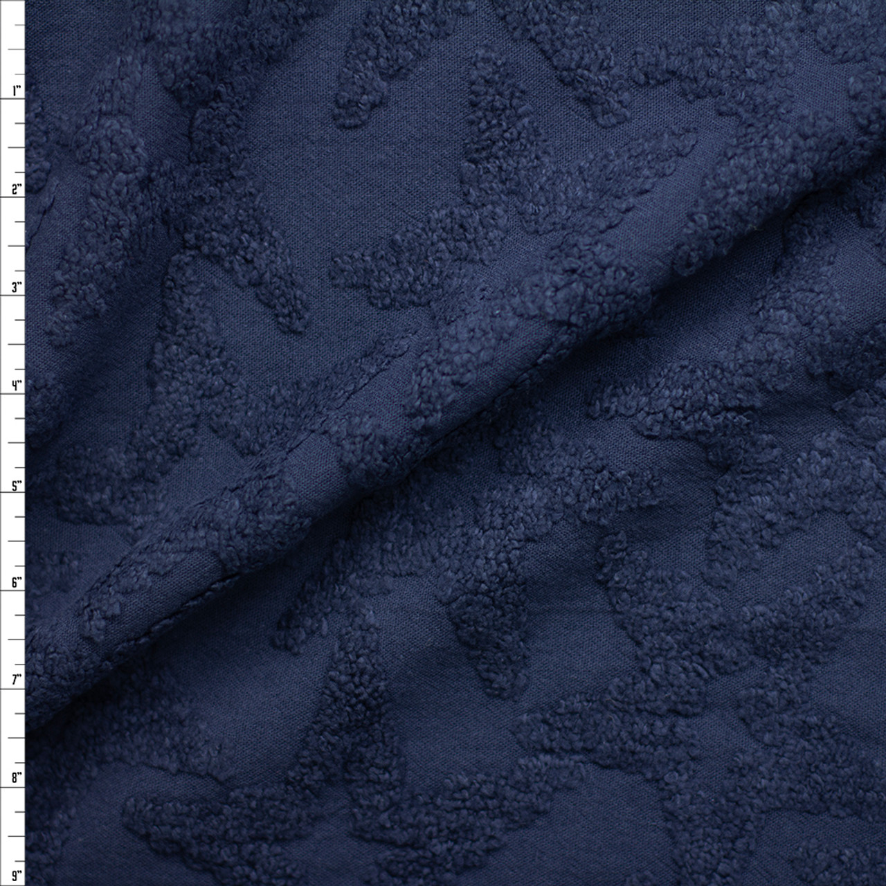 Cali Fabrics Navy Tossed Stars Chenille Fabric by the Yard