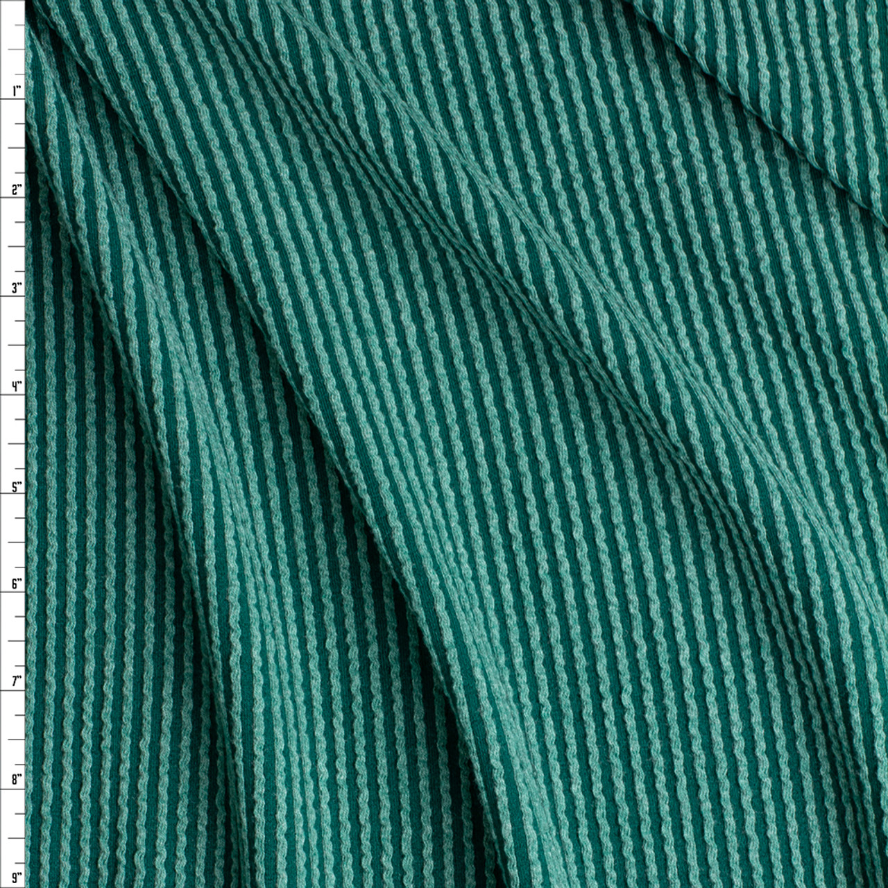 Cali Fabrics Emerald Green Stretch Wavy Rib Knit #26973 Fabric by
