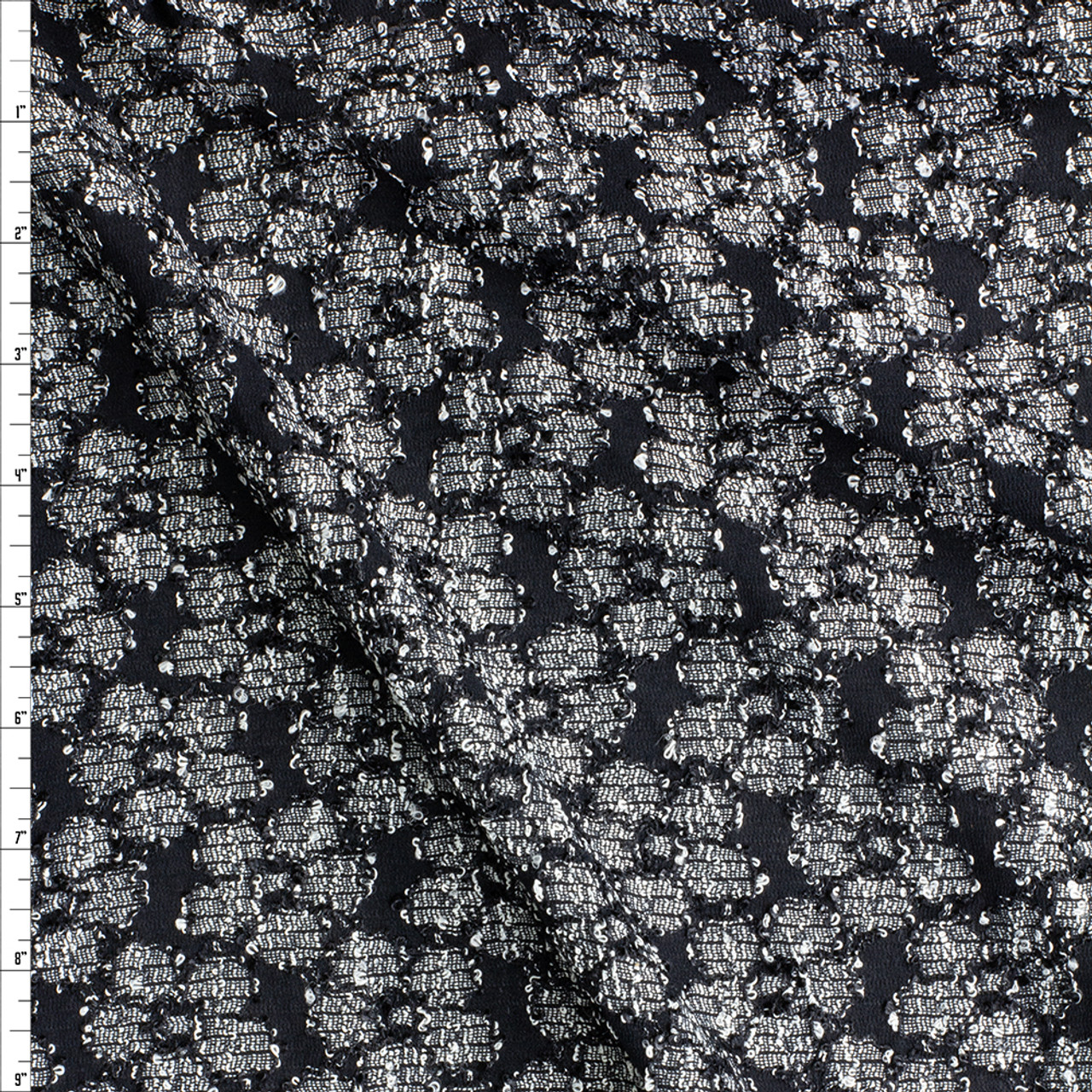 Floral Pattern on Black Stretch Lace Fabric by The Yard 