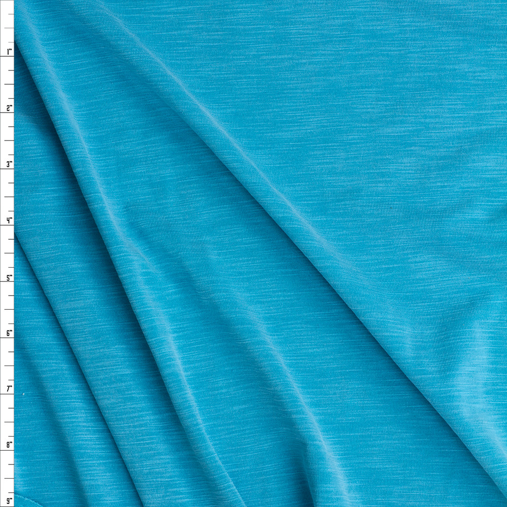 Poly Modal Cali Fabrics Bright Aqua Sand Washed Slubbed Poly/Modal Knit Fabric by ...