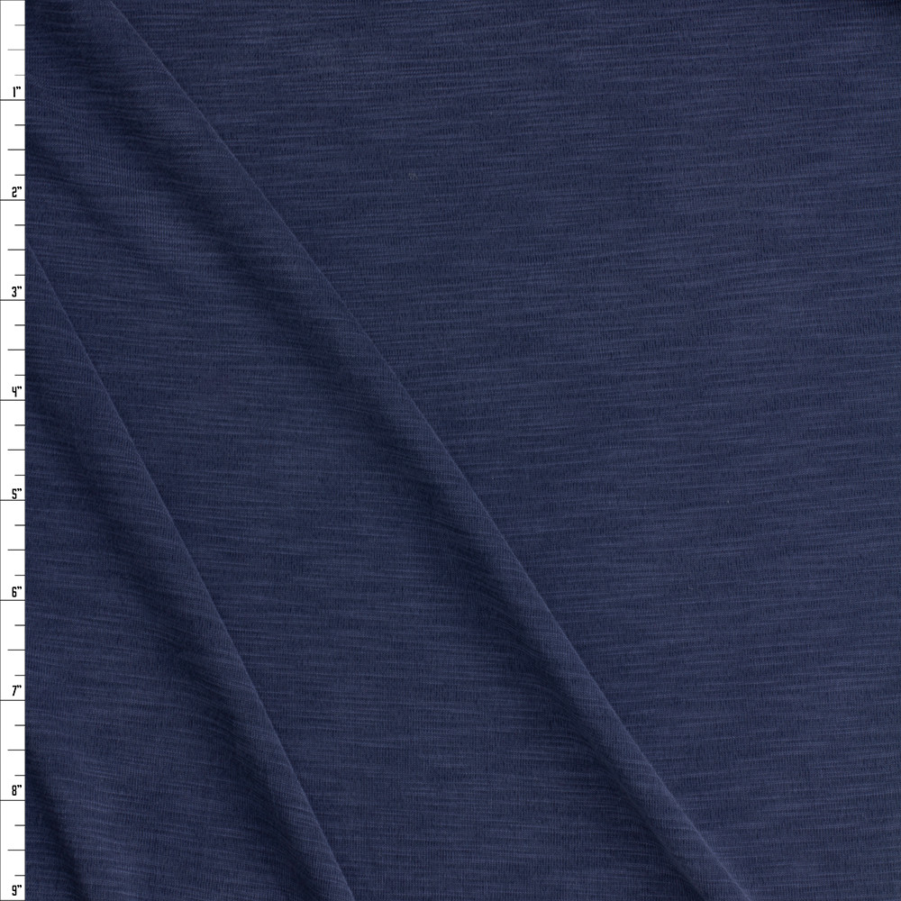 Poly Modal Cali Fabrics Navy Blue Sand Washed Slubbed Poly/Modal Knit Fabric by ...