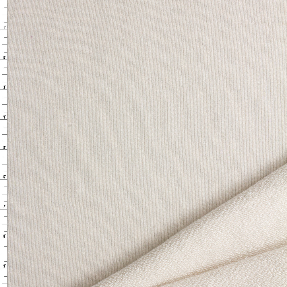 Cali Fabrics Ivory Midweight Cotton French Terry #27142 Fabric by the Yard