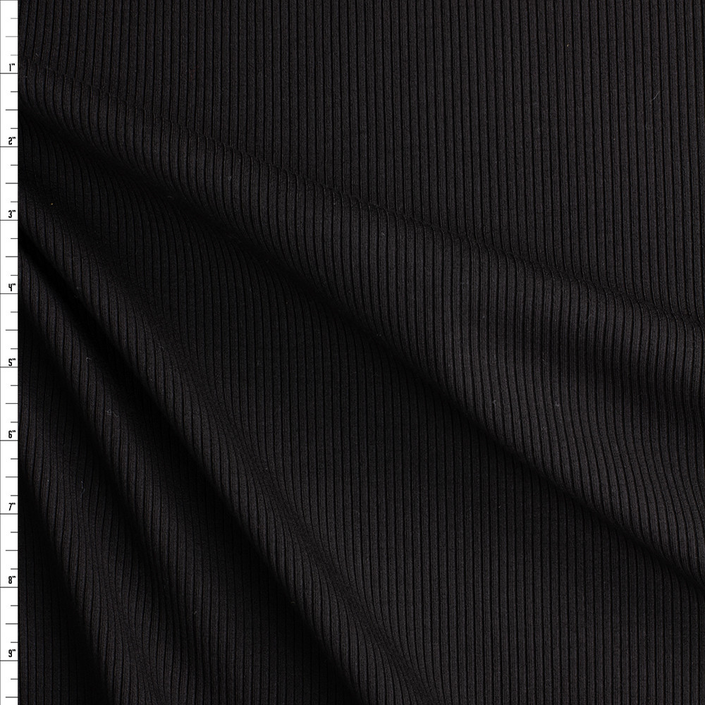 Cali Fabrics Black Heavyweight Rib Knit #27711 Fabric by the Yard
