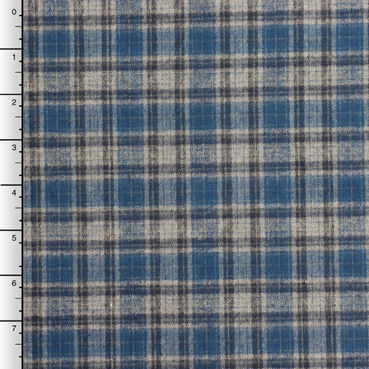 Cali Fabrics | Blue and Grey Midweight Plaid Cotton Flannel