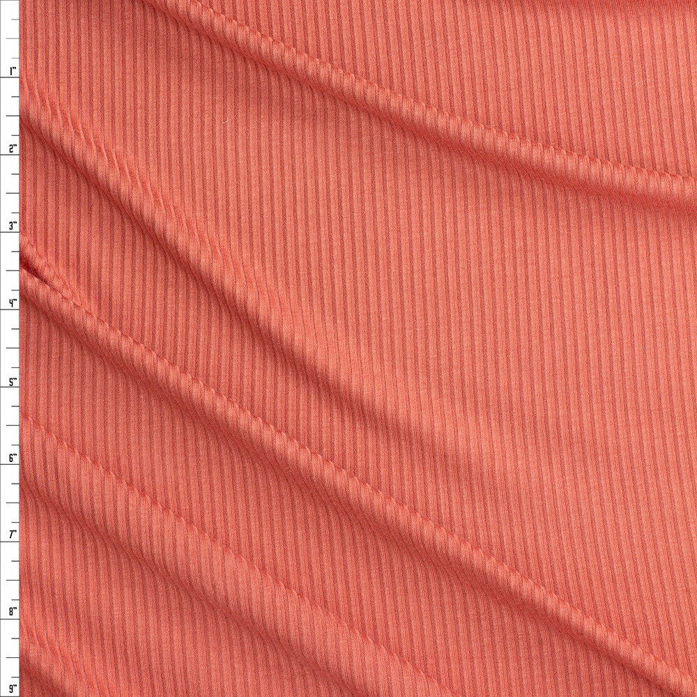 Micro Rib Terracotta Cali Fabrics Terracotta Rib Knit #28439 Fabric by the Yard
