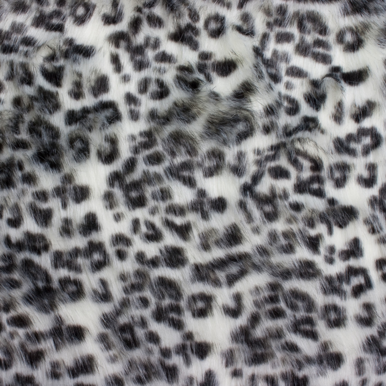 Cali Fabrics White Snow Leopard Long Pile Faux Fur 