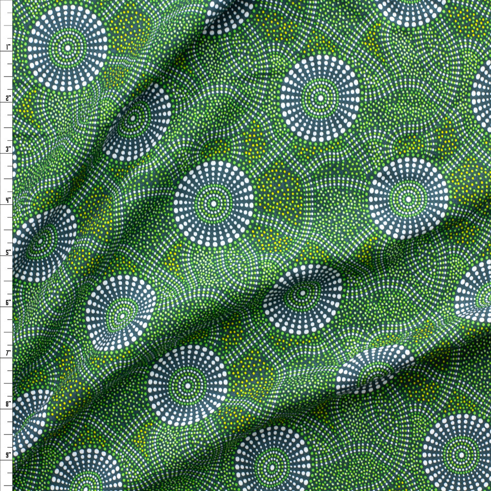 Cali Fabrics Kangaroo Path 2 Green Australian Aboriginal Print Rayon ...