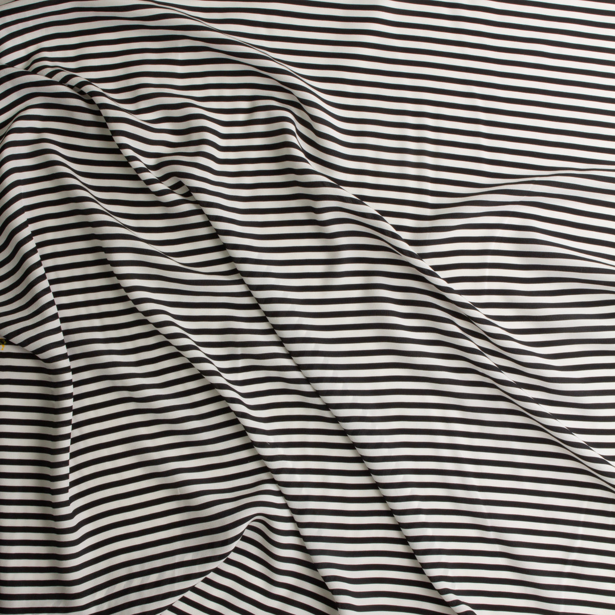 Cali Fabrics Black and ivory horizontal stripe Silk Crepe De Chine ...