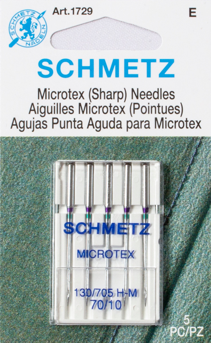 Cali Fabrics Schmetz Microtex (Sharp) Needle 5-Pack (Size 70/10) Fabric ...