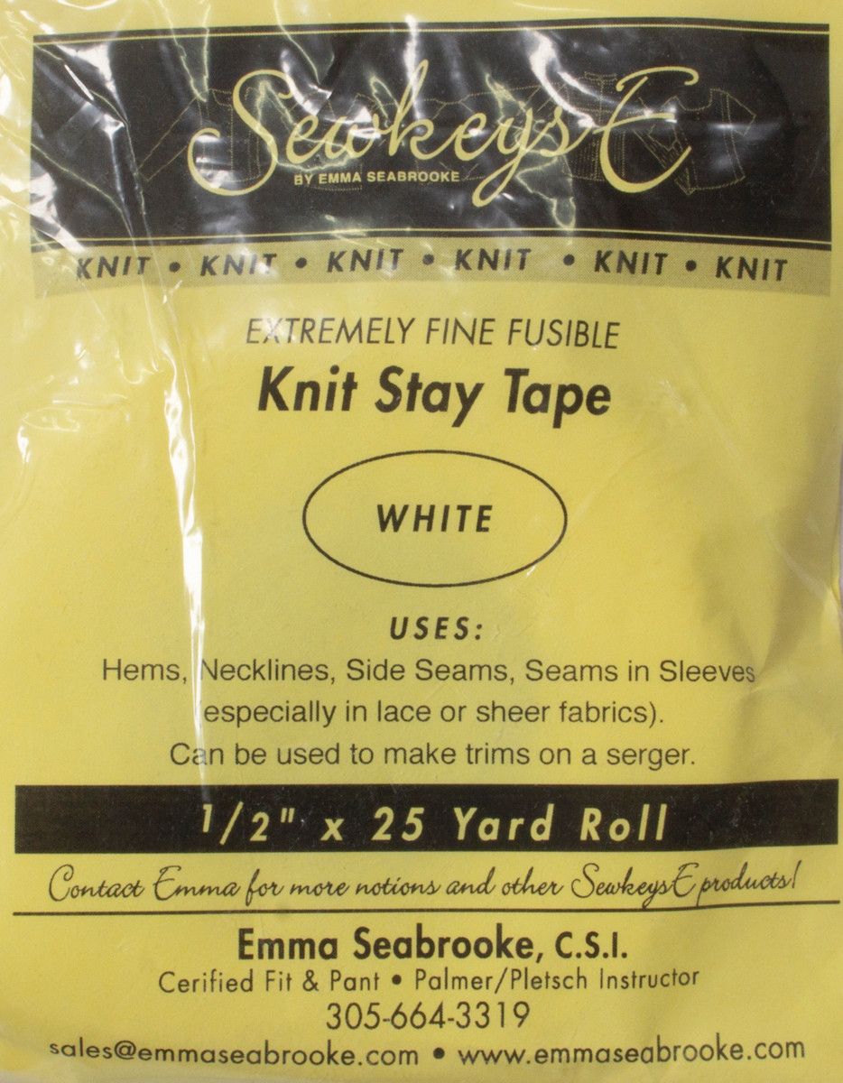 Cali Fabrics SewKeysE Knit Stay Tape - White Fabric by the Yard