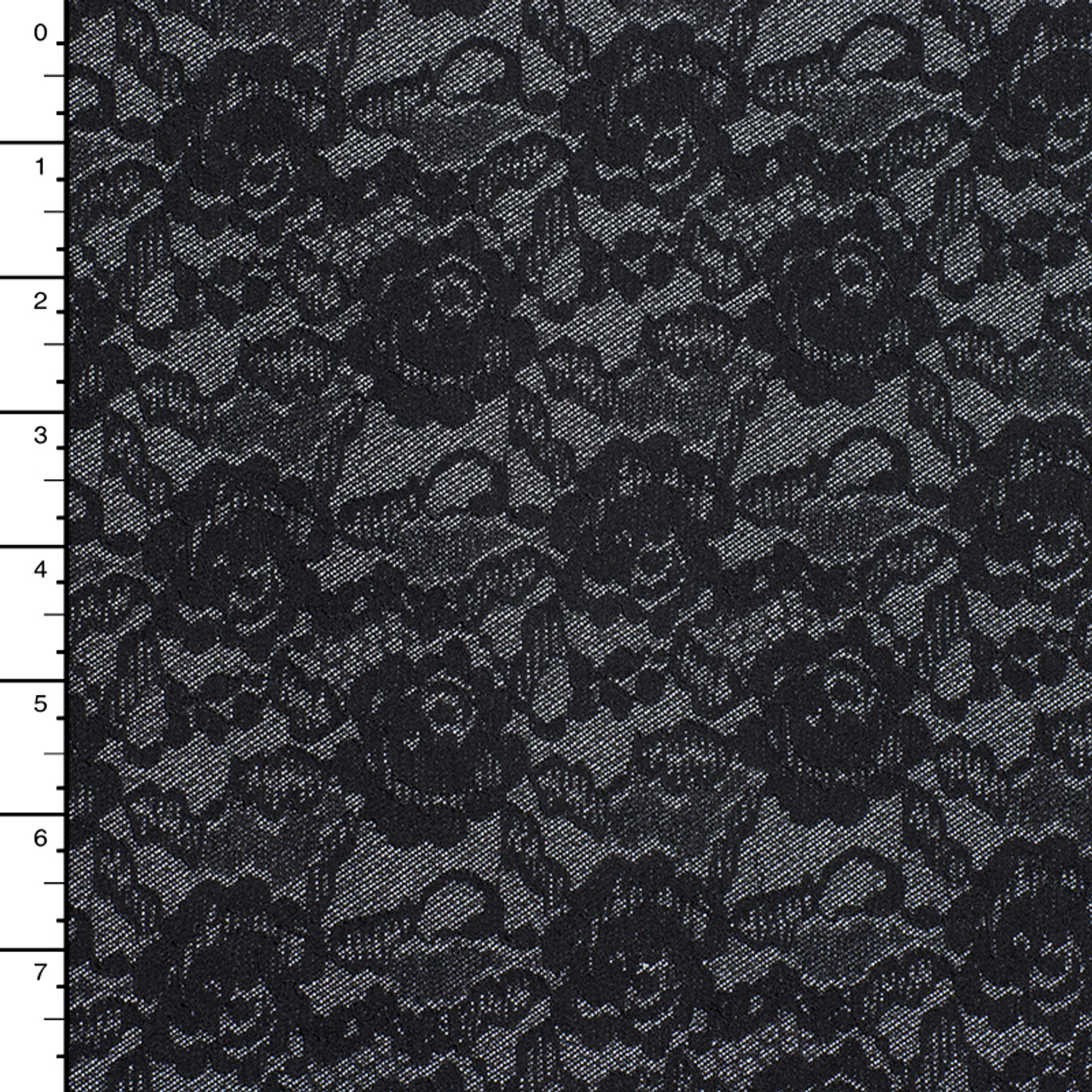 Cali Fabrics | Heavyweight Black Denim with Black Lace Overlay