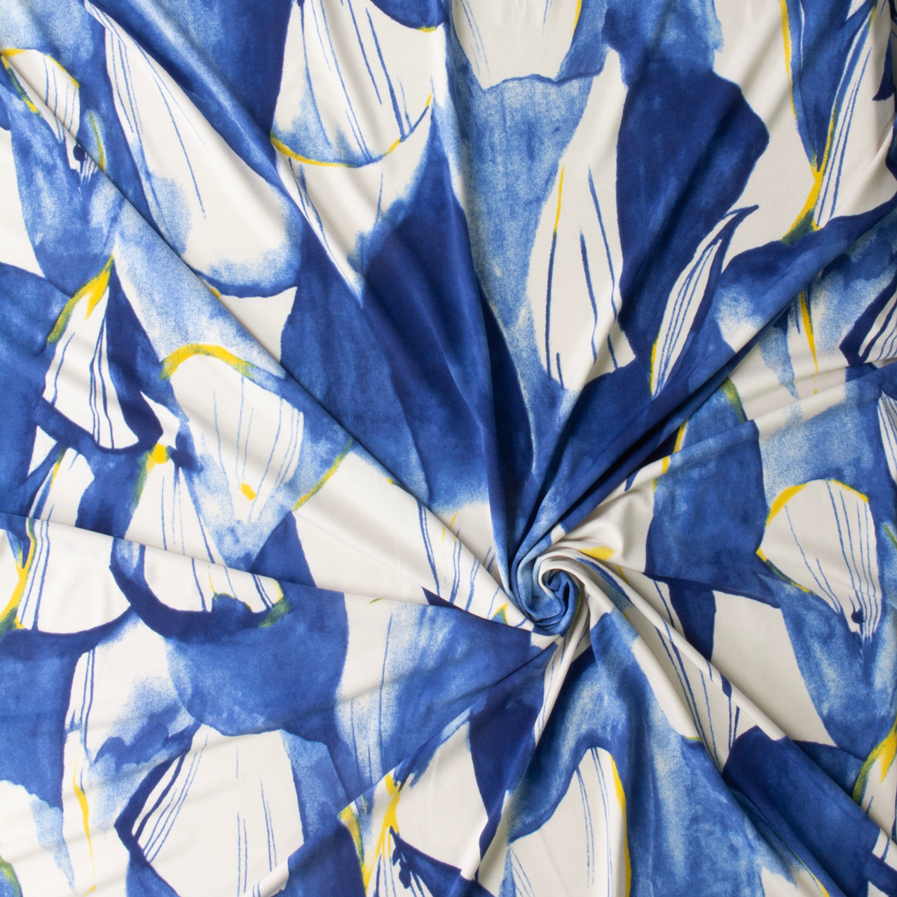 Cali Fabrics White, Yellow, and Blue Fan Grunge Midweight