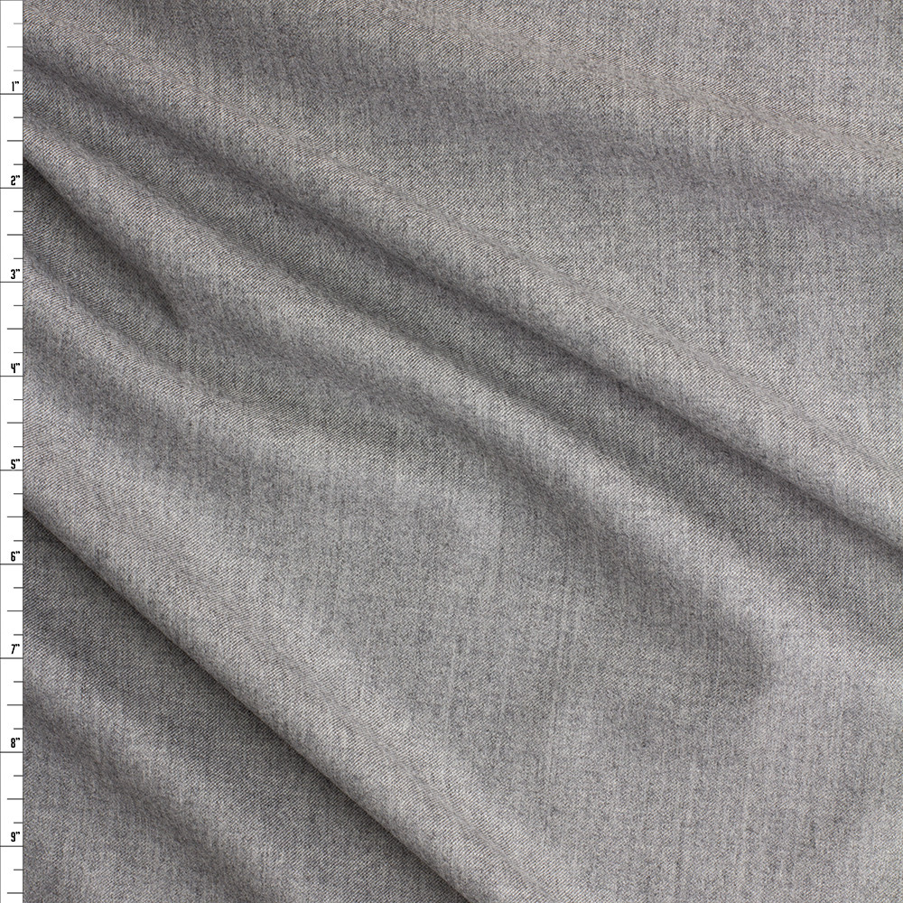 Cali Fabrics Heather Grey Brushed Wool Suiting #30496 Fabric by