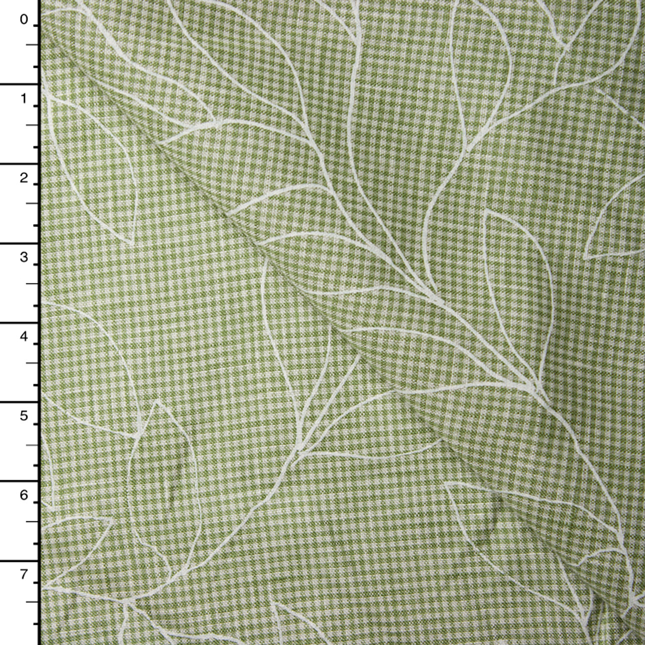 Sage Green and White Gingham Pattern Fabric