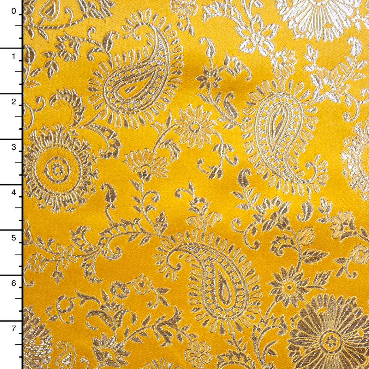 Cali Fabrics | Yellow and Gold Paisley Designer Brocade