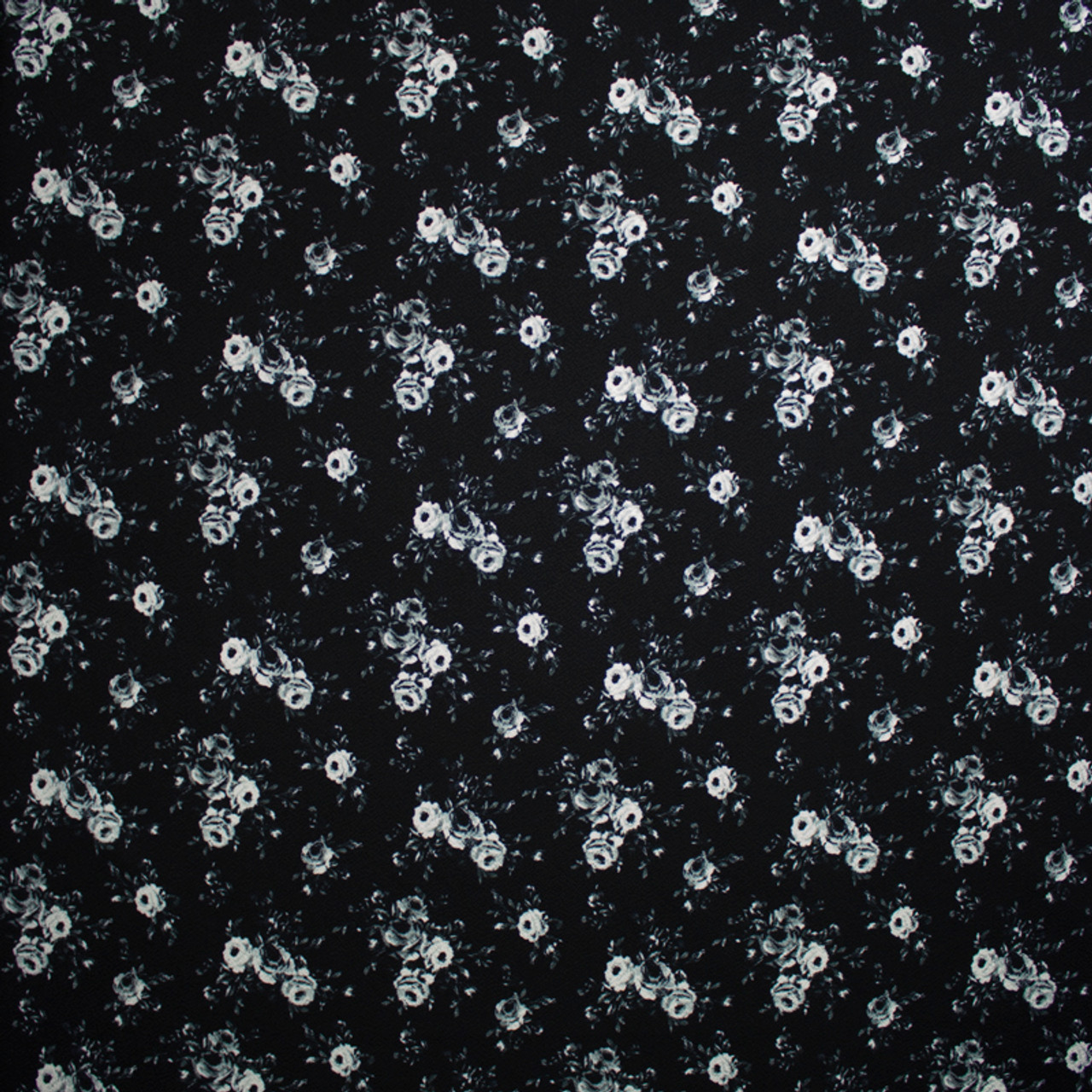 Cali Fabrics Black and White Rose Floral Liverpool Print Fabric by the Yard