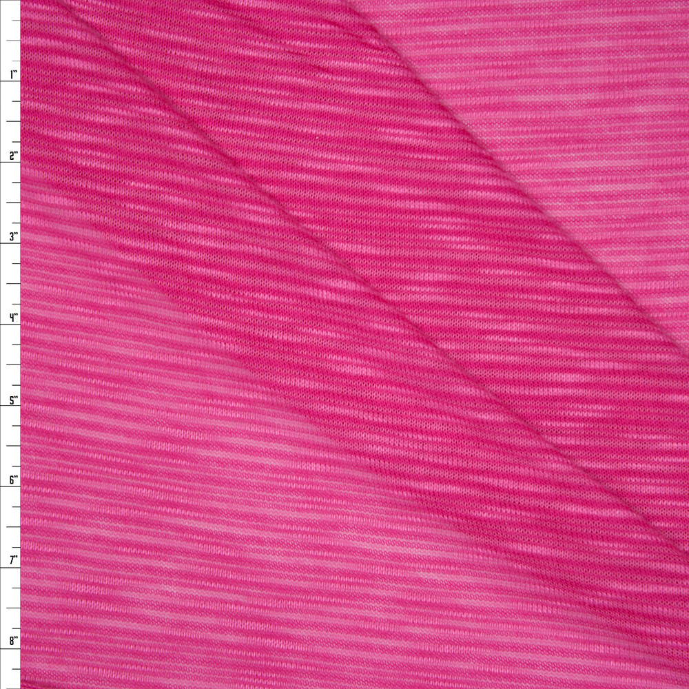 Cali Fabrics Hot Pink Striped Lightweight Sweater Knit Fabric by