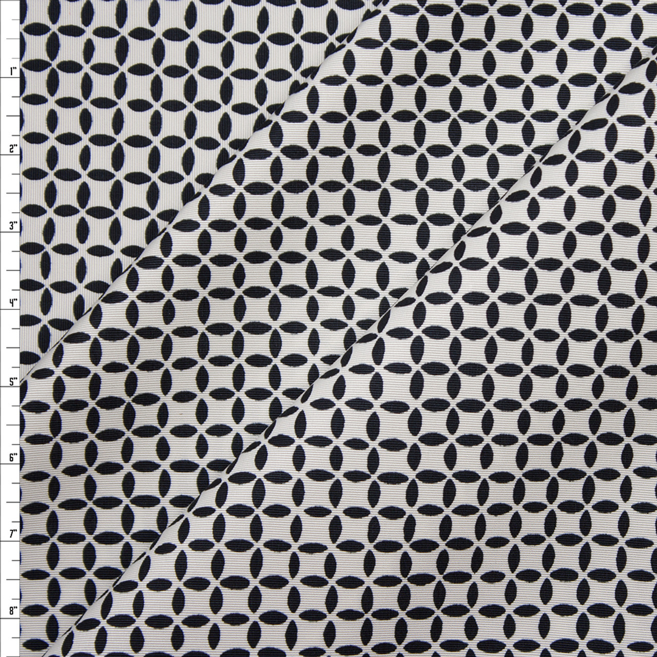 Cali Fabrics Black and White Geometric Cotton/Rayon Bengaline Fabric by ...