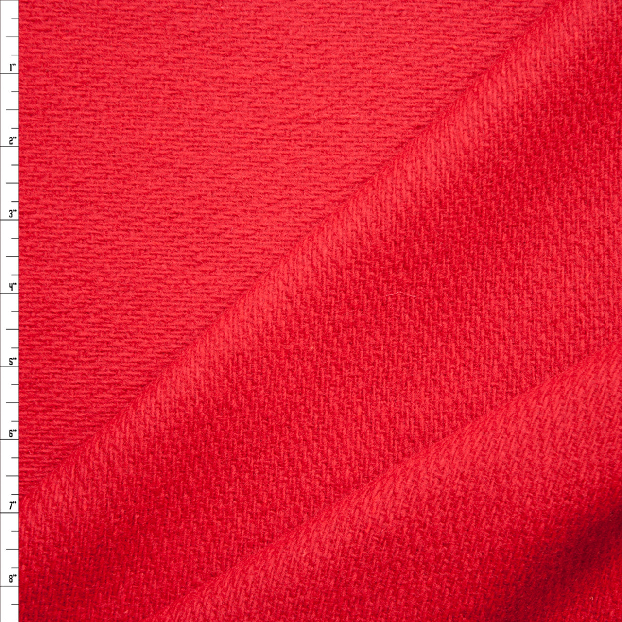 Cali Fabrics Red Twill Weave Brushed Wool Coating Fabric by the Yard