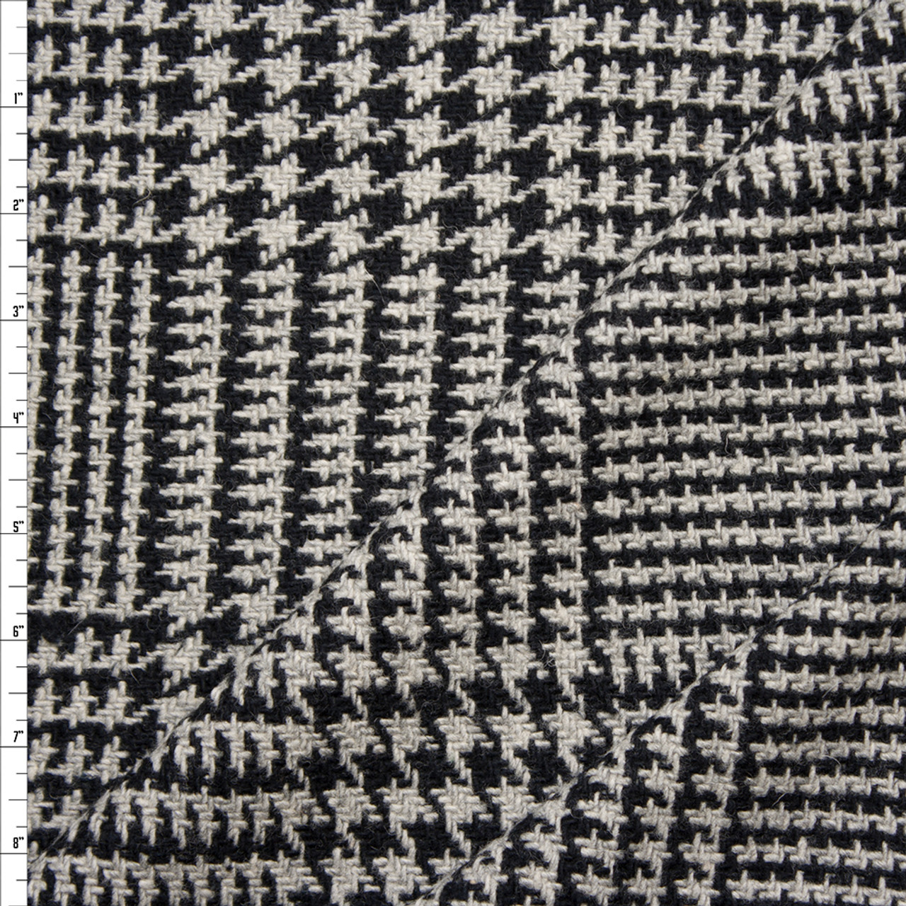 Cali Fabrics Grey and Black Houndstooth Plaid Wool Coating Fabric by ...