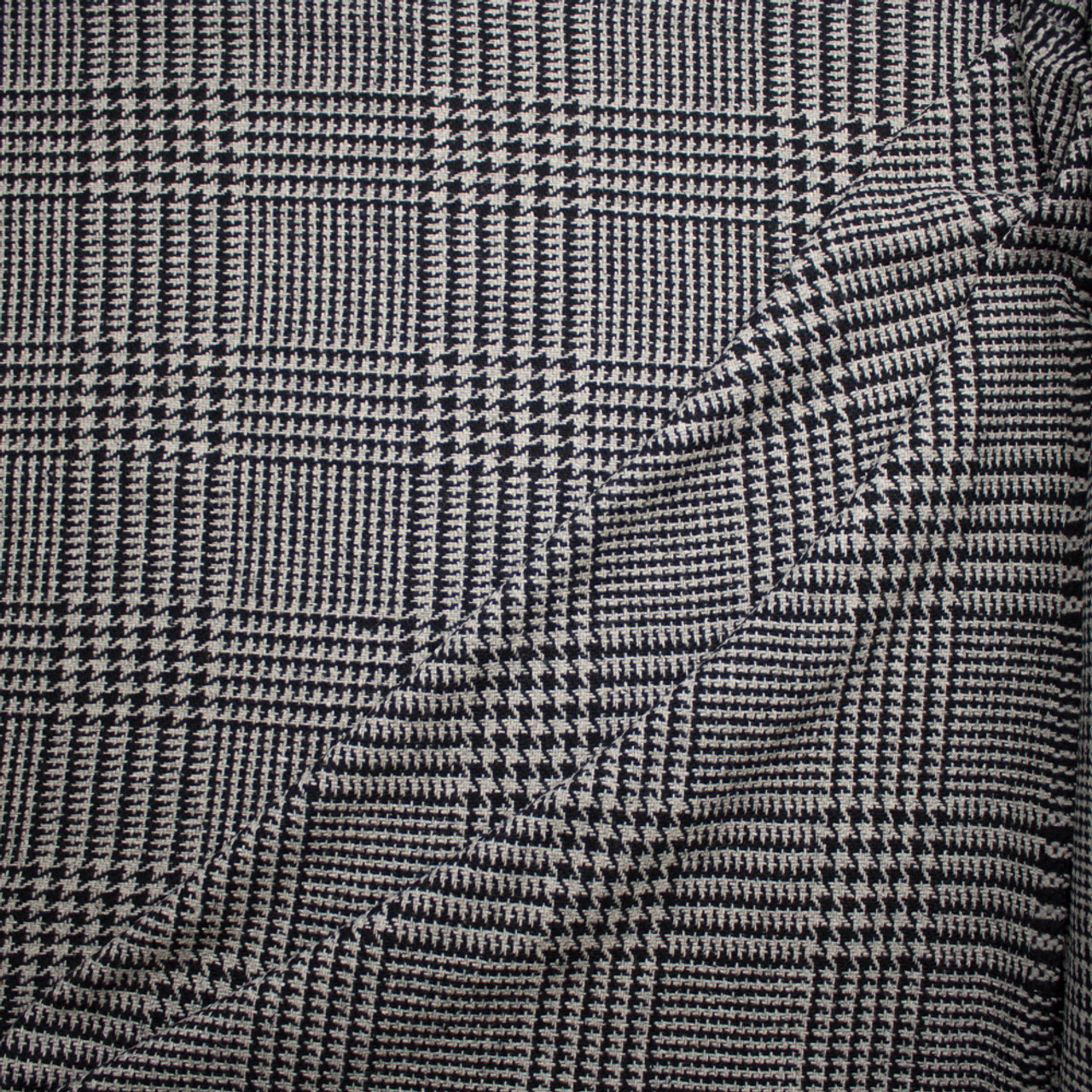 Cali Fabrics Grey and Black Houndstooth Plaid Wool Coating Fabric by ...