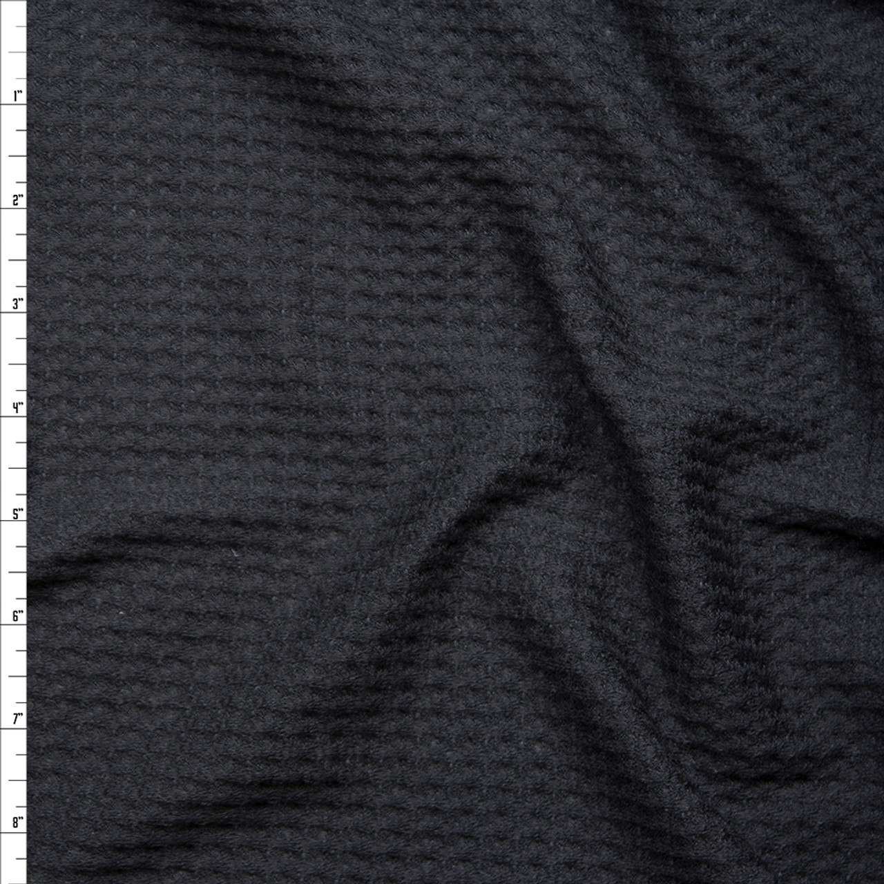 Cali Fabrics Black Brushed Soft Waffle Sweater Knit Fabric by the Yard