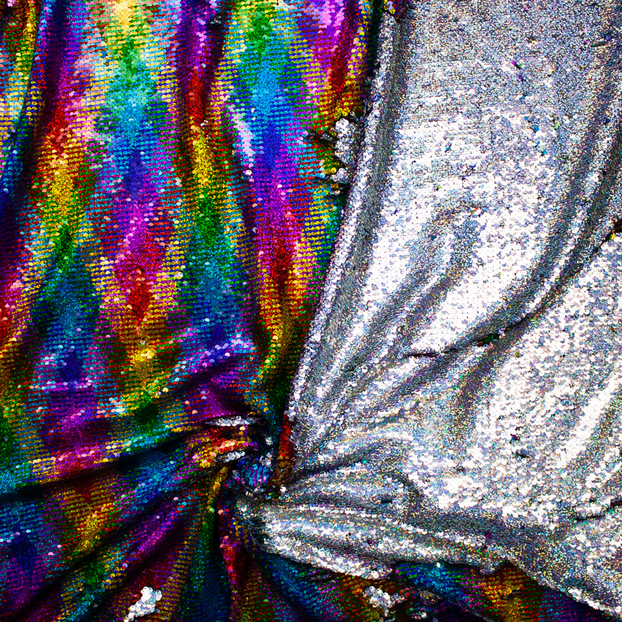 Fabric Sold By The Yard Multicolor Iridescent Glued Sequin