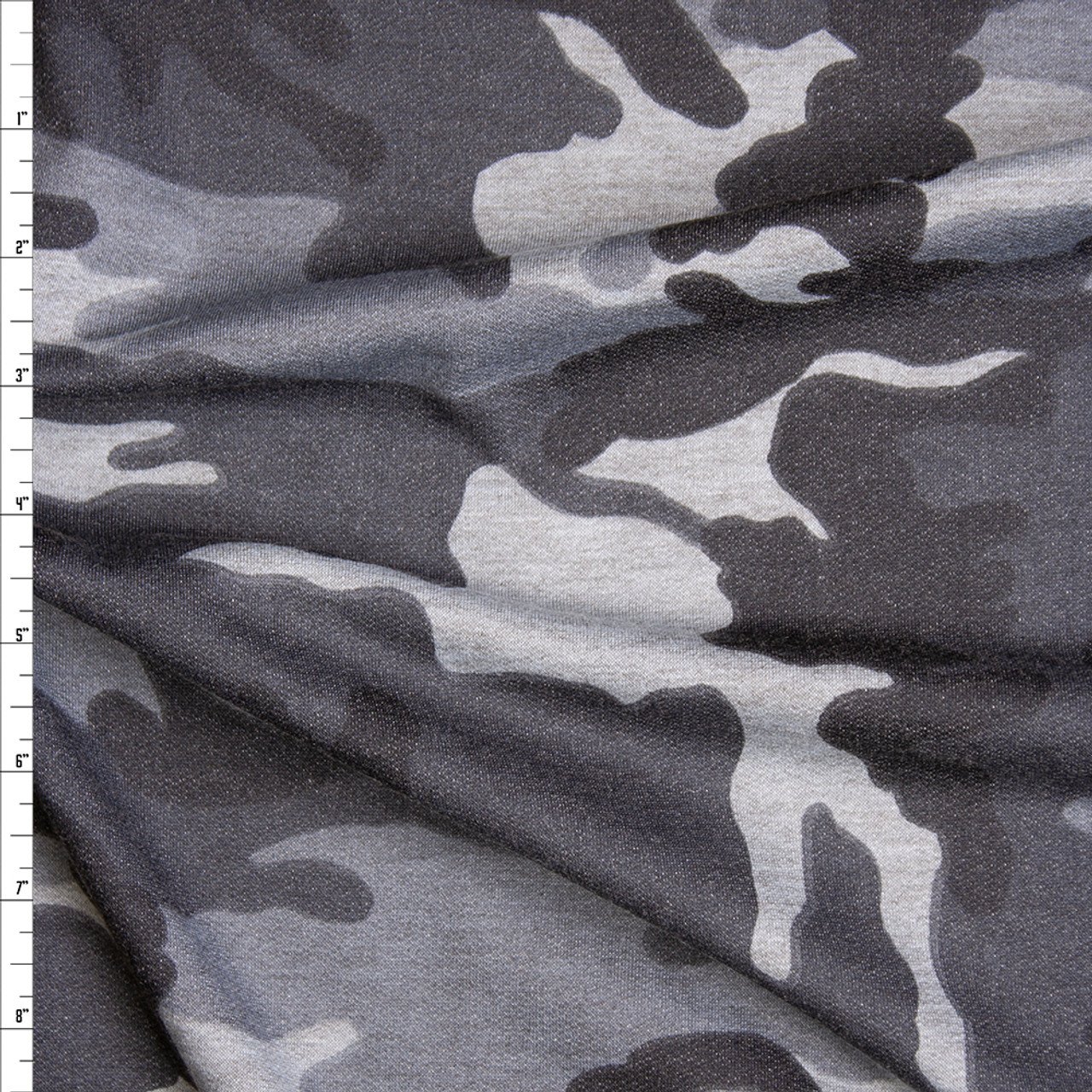 Cali Fabrics Black and Grey Camouflage Print Lightweight French Terry ...