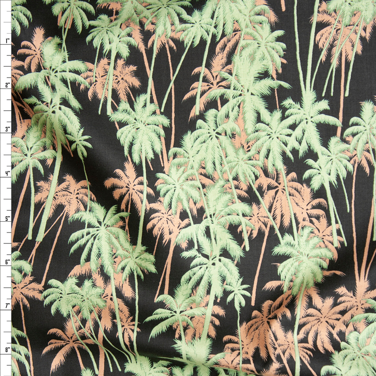 Cali Fabrics Peach and Sage Palms on Black Fine Cotton Lawn from ‘Tori ...